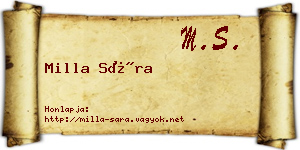Milla Sára névjegykártya