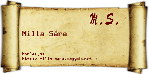 Milla Sára névjegykártya
